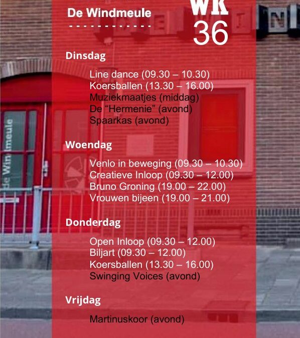 Weekprogramma de Windmeule: week 36